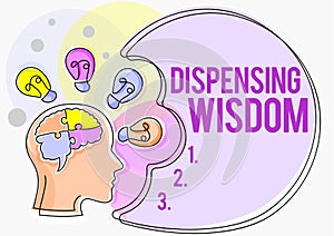 Text caption presenting Dispensing WisdomGiving intellectual facts on variety of subjects. Business overview Giving