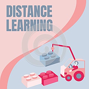 Text caption presenting Distance Learning. Business concept educational lectures broadcasted over the Internet remotely