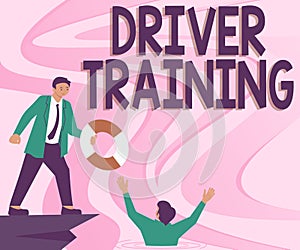 Text caption presenting Driver Trainingprepares a new driver to obtain a driver& x27;s license. Business showcase