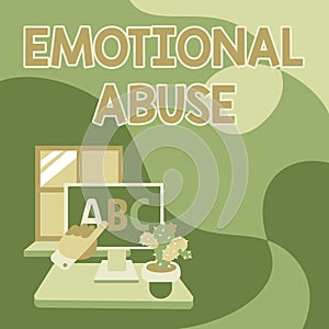 Text caption presenting Emotional Abuse. Business concept person subjecting or exposing another person to behavior Hand