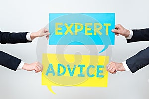 Text caption presenting Expert Advice. Business idea Sage Good Word Professional opinion Extensive skill Ace Business