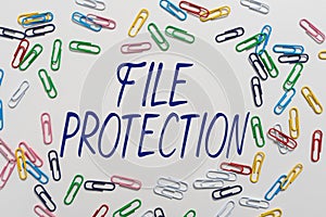 Text caption presenting File ProtectionPreventing accidental erasing of data using storage medium. Business overview