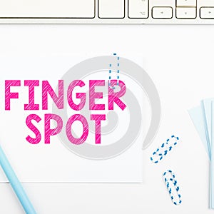 Text caption presenting Finger Spot. Business approach Small fluid-filled blisters called vesicles appear on the finger