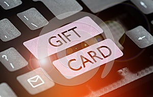 Text caption presenting Gift Card. Conceptual photo A present usually made of paper that contains your message