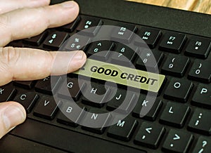 Text caption presenting Good Credit. Business approach borrower has a relatively high credit score and safe credit risk