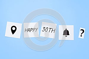 Text caption presenting Happy 30Th. Business concept a joyful occasion for special event to mark the 30th year