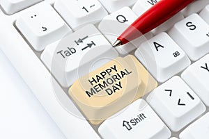 Conceptual caption Happy Memorial DayHonoring Remembering those who died in military service. Business approach Honoring photo