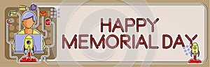 Text caption presenting Happy Memorial DayHonoring Remembering those who died in military service. Conceptual photo photo