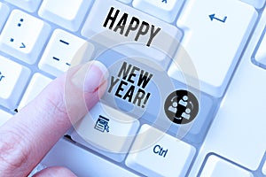 Text caption presenting Happy New Year. Business concept another year began for granting one self s is wishes and goals