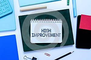 Text caption presenting High Improvement. Internet Concept making yourself a better or more knowledgable person photo