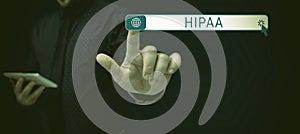 Text caption presenting Hipaa. Word for Acronym stands for Health Insurance Portability Accountability