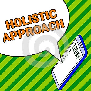 Text caption presenting Holistic Approach. Business idea characterized belief that parts something intimately