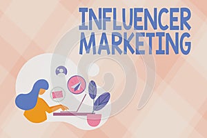 Conceptual caption Influencer Marketing. Internet Concept Endorser who Influence Potential Target Customers Abstract photo