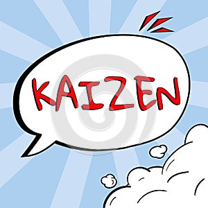 Text caption presenting Kaizen. Business concept a Japanese business philosophy of improvement of working practices