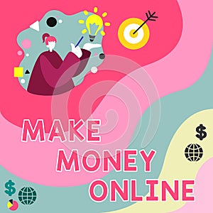 Text caption presenting Make Money Online. Word Written on Business Ecommerce Ebusiness Innovation Web Technology