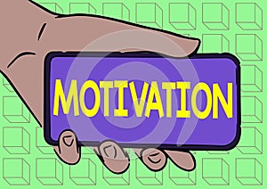 Text caption presenting Motivation. Word Written on reasons one has for acting or behaving in a particular way Adult