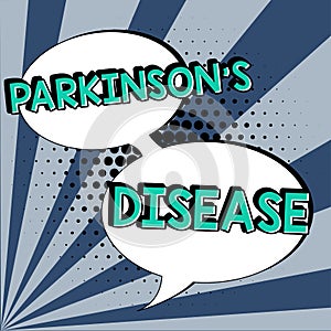 Text caption presenting Parkinson's Disease. Internet Concept nervous system disorder that affects movement and