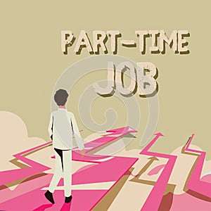 Text caption presenting Part Time Job. Business idea Weekender Freelance Casual OJT Neophyte Stint Seasonal