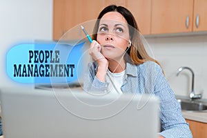 Text caption presenting People Management. Concept meaning process of unlocking and channelling employees potential