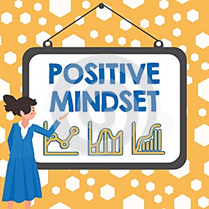 Text caption presenting Positive Mindset. Internet Concept mental and emotional attitude that focuses on bright side