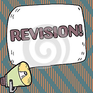Text caption presenting Revision. Business idea action of revising over someone like auditing or accounting