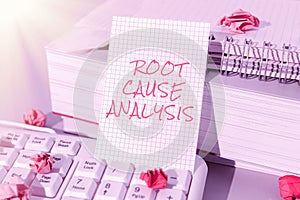 Text caption presenting Root Cause Analysis. Internet Concept Method of Problem Solving Identify Fault or Problem