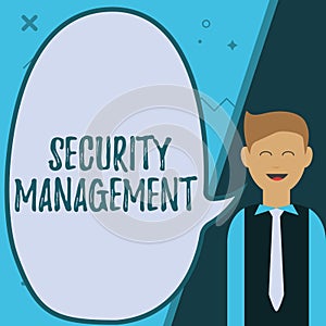 Text caption presenting Security Management. Business concept is the identification of an organization s is assets