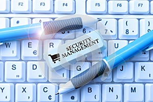 Text caption presenting Security Management. Business overview is the identification of an organization s is assets