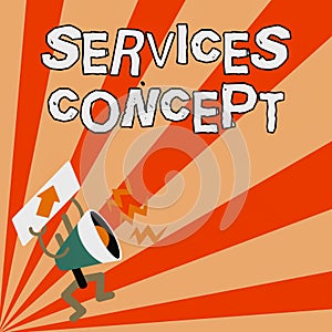 Text caption presenting Services Concept. Business overview mediate between customer needs and company strategic intent