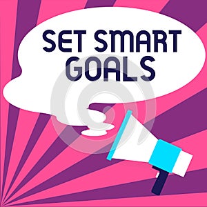 Text caption presenting Set Smart Goals. Business idea Establish achievable objectives Make good business plans