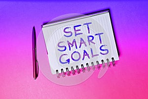 Text caption presenting Set Smart Goals. Business overview Establish achievable objectives Make good business plans