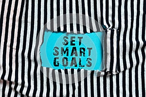Text caption presenting Set Smart Goals. Business showcase Establish achievable objectives Make good business plans