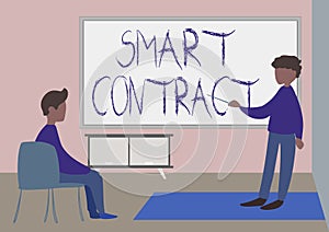 Text caption presenting Smart Contract. Business showcase digital agreement to control the transfer of digital