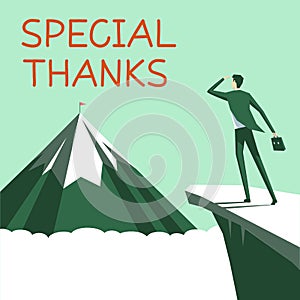 Text caption presenting Special Thanks. Business idea expression of appreciation or gratitude or an acknowledgment