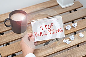 Text caption presenting Stop Bullying. Business concept voicing out their campaign against violence towards victims