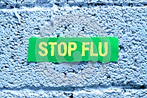 Text caption presenting Stop Flu. Word for a process of inputting and storing data previously acquired Design Drawing Of