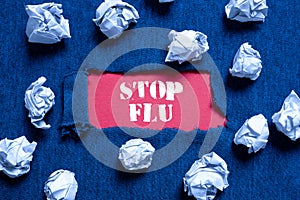 Text caption presenting Stop Flu. Word for a process of inputting and storing data previously acquired Typing Firewall