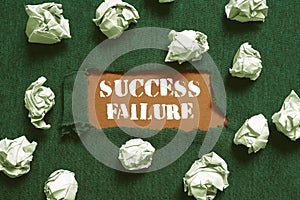 Conceptual caption Success Failure. Concept meaning failure is a part of your road or progress to success