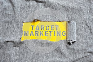 Text caption presenting Target Marketing. Business showcase production and distribution of yarn cloth and clothing