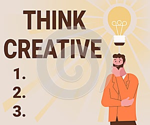 Text caption presenting Think Creative. Business idea The ability to perceive patterns that are not obvious Illustration