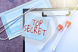 Text caption presenting Top Secret. Business approach protected by a high degree of secrecy Highly confidential Writing