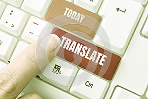 Conceptual display Translate. Internet Concept Another word with same equivalent meaning of a target language photo