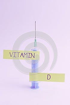 Text caption presenting Vitamin D. Conceptual photo Nutrient responsible for increasing intestinal absorption Writing