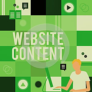 Text caption presenting Website Content. Concept meaning single most important and soughtafter commodity on the web photo