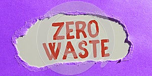 Text caption presenting Zero Waste. Business concept industrial responsibility includes composting, recycling and reuse