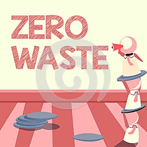 Text caption presenting Zero Waste. Concept meaning industrial responsibility includes composting, recycling and reuse