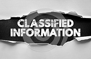 Text CLASSIFIED INFORMATION about confidential data, secrecy, and restricted access