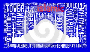 Text cloud and arrangement with mosque shape concept