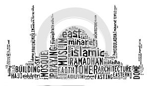 Text cloud and arrangement with mosque shape concept