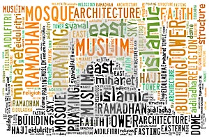 Text cloud and arrangement with mosque shape concept